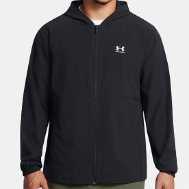 언더아머 UA 바이브 우븐 윈드브레이커 후드 집업 바람막이 블랙 1386555 001