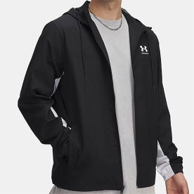 언더아머 UA 라이벌 우븐 윈드브레이커 후드 집업 바람막이 블랙 1390149 001