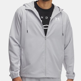 언더아머 UA 라이벌 우븐 윈드브레이커 후드 집업 바람막이 그레이 1390149 011