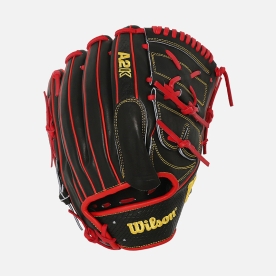 윌슨 2025 KOR A2K B2 투수 글러브 12인치 블랙/레드 WTA2K25KRB2BK3
