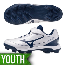미즈노 유소년 포인트 야구 인조잔디화 야구화 화이트/네이비 11GP252714