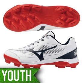 미즈노 유소년 포인트 야구 인조잔디화 야구화 화이트/네이비 11GP256214