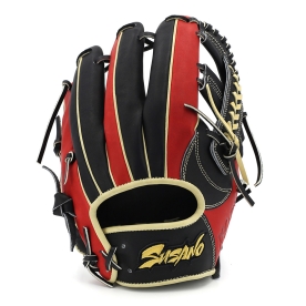 스사노 프로 엘리트 내야 야구 글러브 11.75인치 십자웹 블랙/레드/카멜 SUPEI40