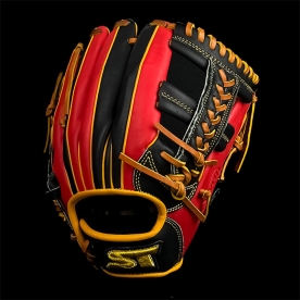 스톰 운 골드라벨 내야 글러브 11.75인치 변형십자웹 블랙/레드/옐로우
