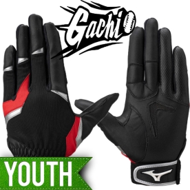 미즈노 Gachi 유소년 야구 수비장갑 블랙/레드 1EJEY33009