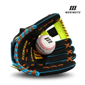 모리모토 유소년 스타트 모델 올라운드 글러브 야구공 세트 10인치 블랙/라임 MBBG1000