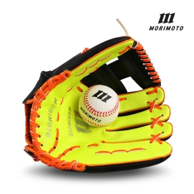 모리모토 유소년 스타트 모델 올라운드 글러브 야구공 세트 11인치 블랙/오렌지/라임 MBBG1100