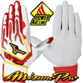 미즈노 프로 야구 배팅 장갑 실리콘 파워 아크 W 화이트/레드 1EJEA55701