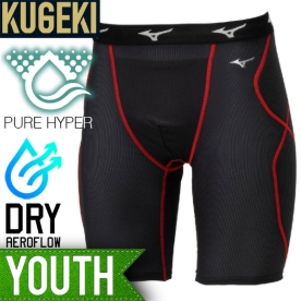 미즈노 유소년 쿠케키 슬라이딩 팬츠 레깅스 이너웨어 블랙/레드 12JBCP3409