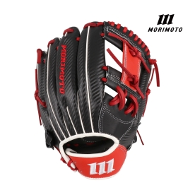모리모토 뉴카본 스티어 내야/올라운드 야구 글러브 블랙/레드 12인치