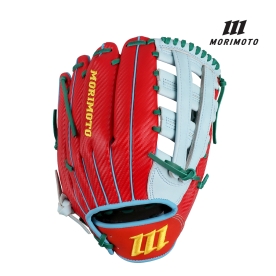 모리모토 뉴카본 스티어 외야 야구 글러브 스카이블루/레드 12.5인치 MPN712SCSB