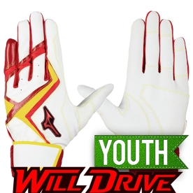미즈노 유소년 윌드라이브 야구 배팅 장갑 화이트/레드 1EJEY56301