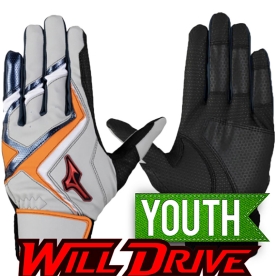 미즈노 유소년 윌드라이브 야구 배팅 장갑 그레이/오렌지 1EJEY56354