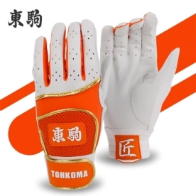 도쿠마 토코마 야구 배팅장갑 타자 장갑 컬러풀 메쉬 양가죽 오렌지