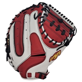 하타케야마 포수 미트 야구 글러브 U백 화이트/레드 PRO-M8
