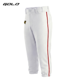 골드 야구 바지 유니폼 바지 프로 선수용 농군 화이트/레드
