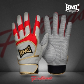 BMC 그레이 에디션 야구 배팅 장갑 피타드 하이엔드 그레이/레드 BMC-LE267