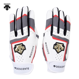 데상트 야구 배팅 장갑 천연양피 화이트/레드 SO123WGL22