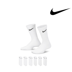 나이키 유소년 에브리데이 쿠션 크루 양말 6팩 화이트 SX6910 100