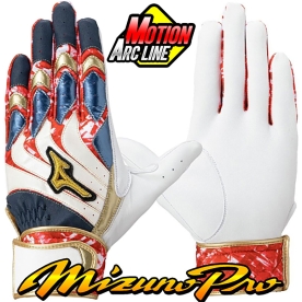 미즈노 프로 모션 아크라인 배팅장갑 화이트/레드 1EJEA57101