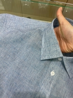 여름 블루 잔체크 셔츠