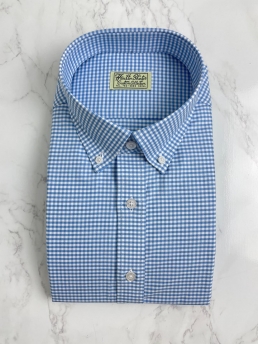 코튼 스카이블루 체크 셔츠