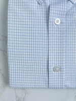 연블루 도트 체크 셔츠