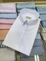 연블루 도트 체크 셔츠