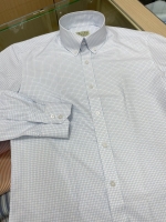 연블루 도트 체크 셔츠