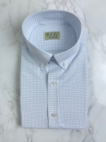 연블루 도트 체크 셔츠