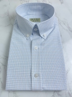 연블루 도트 체크 셔츠