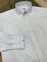 연블루 도트 체크 셔츠