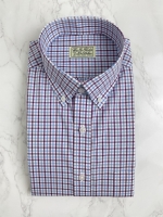 보라 하늘 체크 셔츠