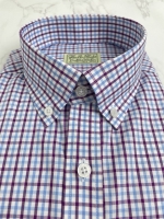 보라 하늘 체크 셔츠