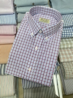 보라 하늘 체크 셔츠