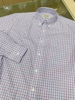 보라 하늘 체크 셔츠