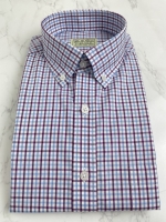 보라 하늘 체크 셔츠