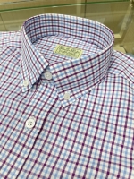 보라 하늘 체크 셔츠