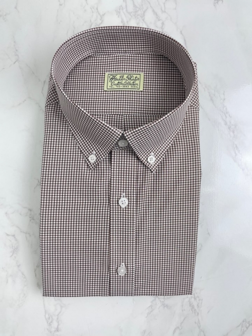 브라운 깅엄 체크 셔츠