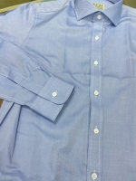 블루 코튼 텍스쳐 셔츠