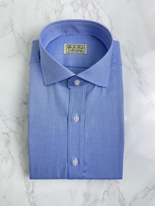 블루 코튼 텍스쳐 셔츠