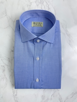 블루 코튼 텍스쳐 셔츠