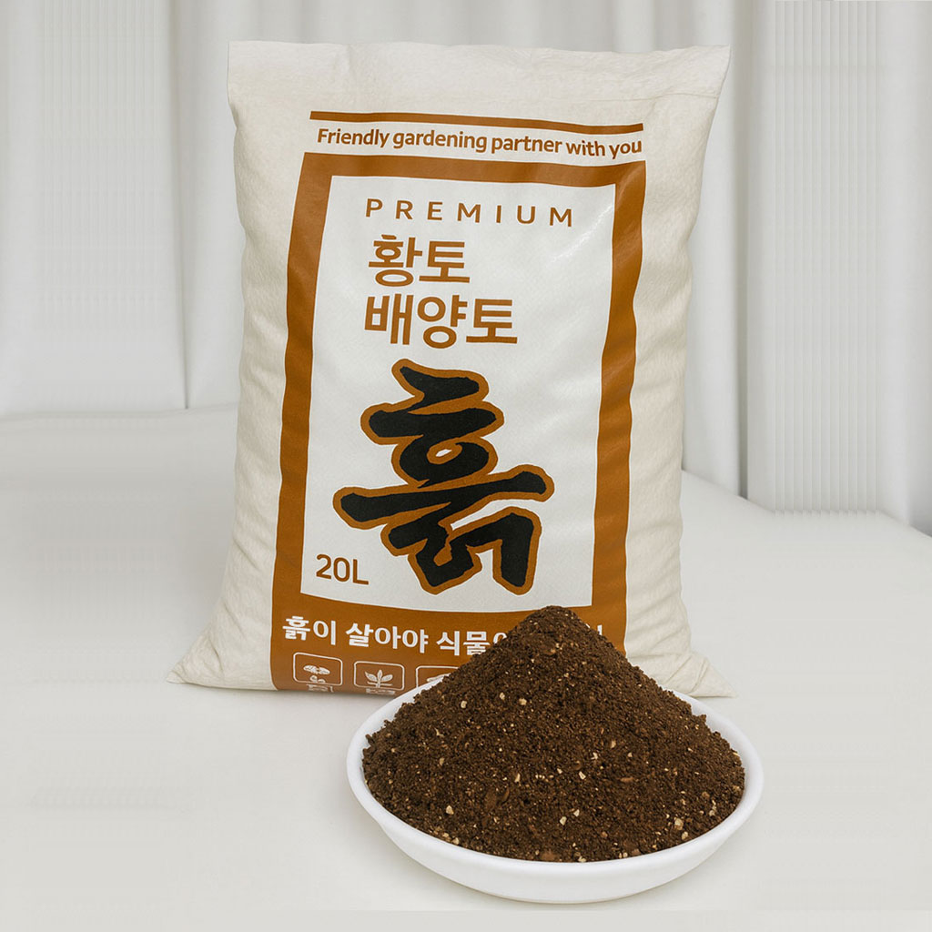 황토 배양토 20L 실내 베란다 흙 초화 관엽 텃밭 작물 전용 분갈이흙