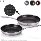 [ELLE] 엘르-루시 IH 통삼중 하이브코팅 프라이팬 2종세트 24cm 프라이팬, 28cm 프라이팬