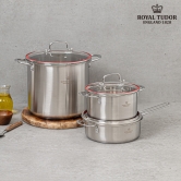 [로얄튜더] 리버티 스텐냄비 3종B 양수20cm+하이브리드22cm+곰솥26cm+유리뚜껑3p