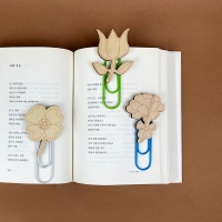 캐릭터 우드 대형클립 나무 책갈피 만들기/꽃식물5종 북클립 책크립 북마크