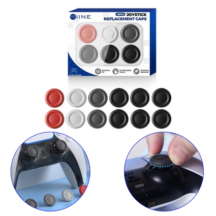 PS5 듀얼센스 아날로그 컬러 스틱커버 이이네 교체용 12개입 키 캡 고무 수리부품 공용