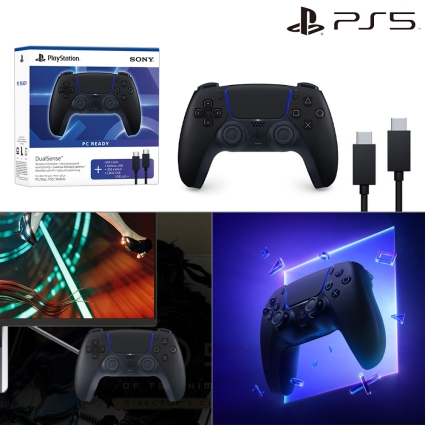 PS5 소니 듀얼센스 무선 컨트롤러 미드나이트 블랙 + PC용 USB 케이블