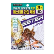 해동조구사 주꾸미 갑오징어 T형 에스테르 라인 채비 3본 HA-3321