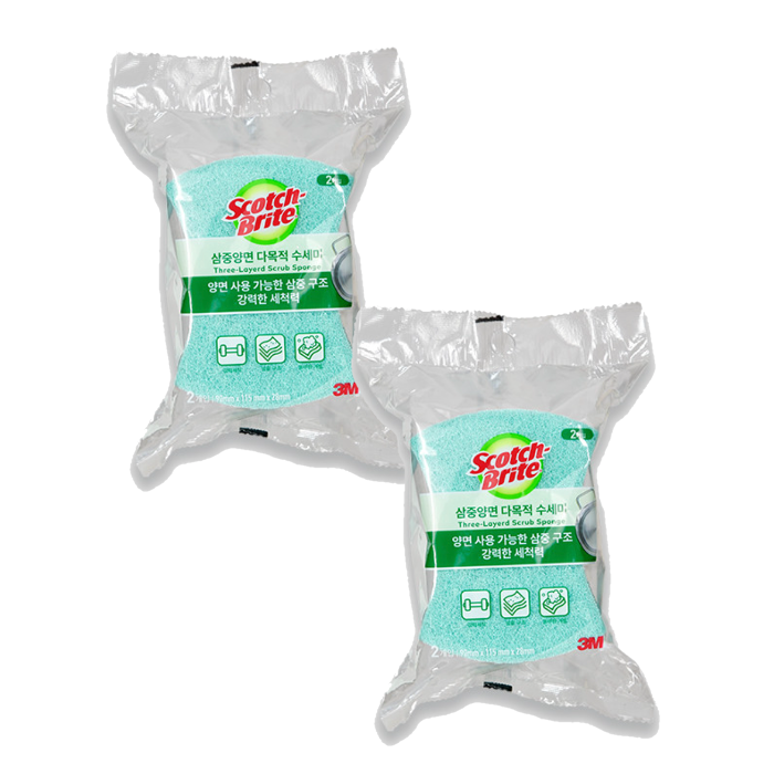 (2+2개입)3M 스카치-브라이트 항균 삼중양면 다목적수세미